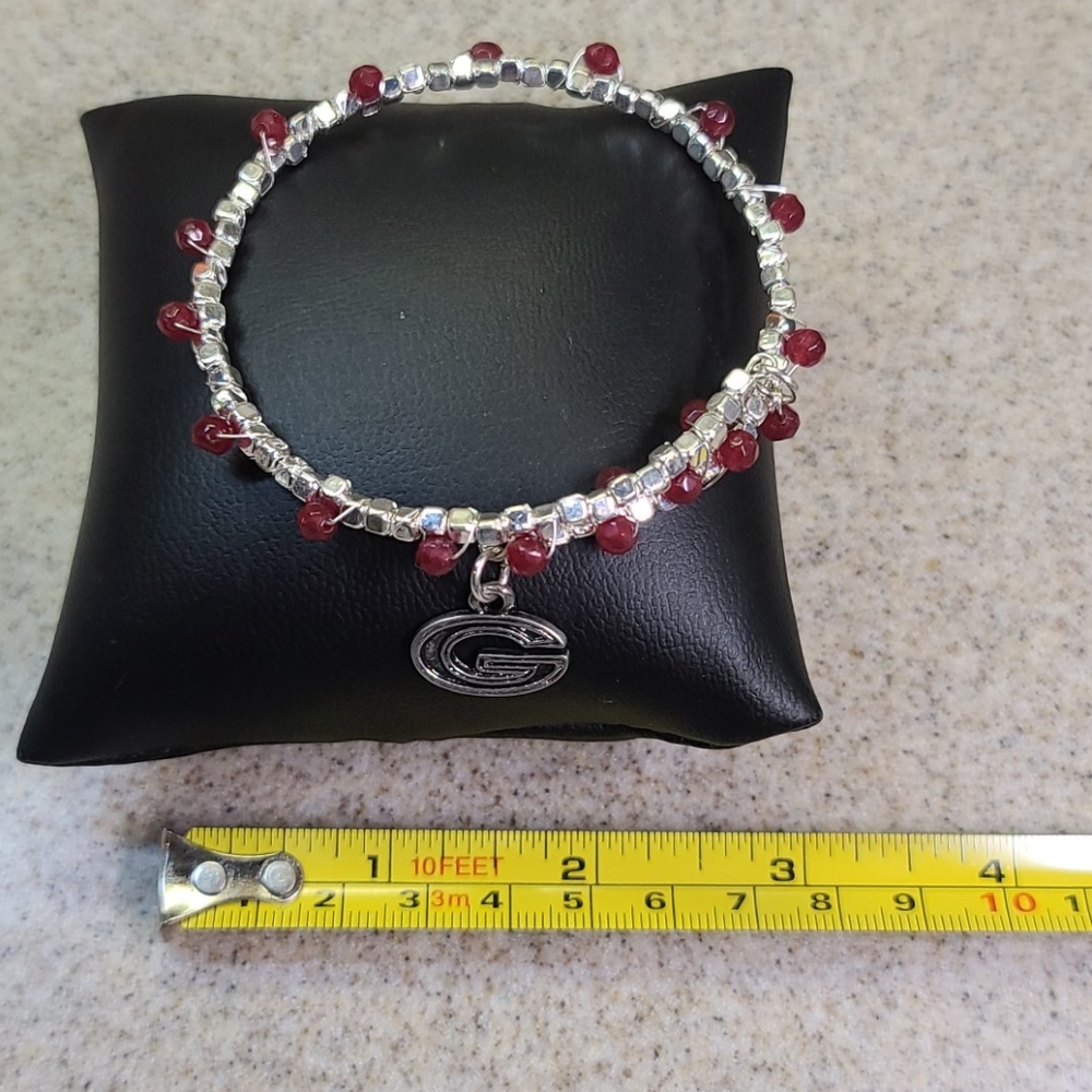 GEORGIA BRACELET SILVER / RED. ADJUSTABLE